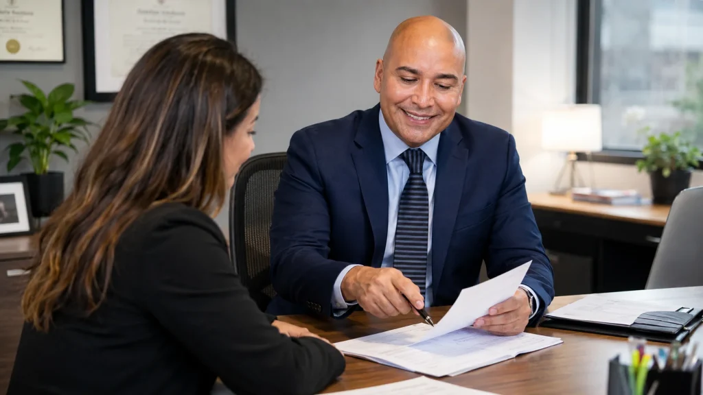 miguel helping a client